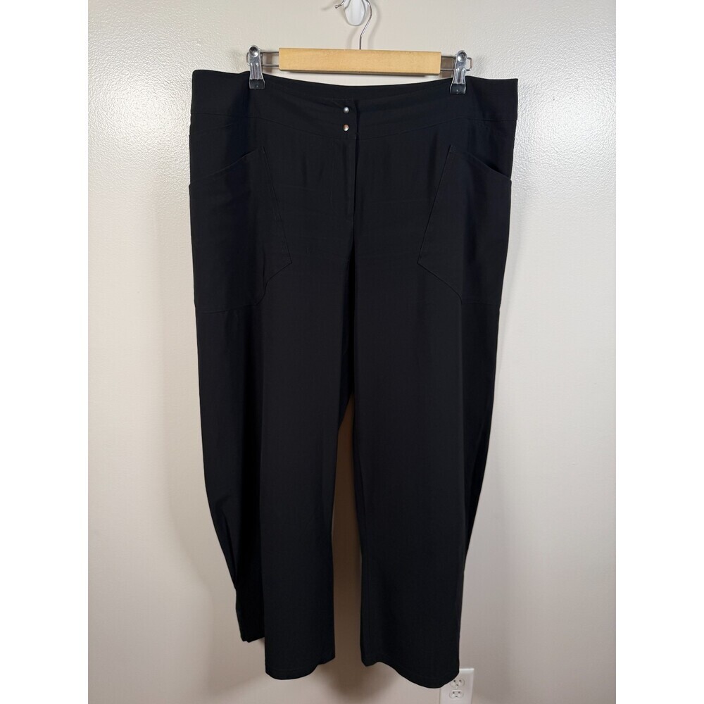 Babette Wide Leg Pants Size Large Black High Waist Travel Career Minimal